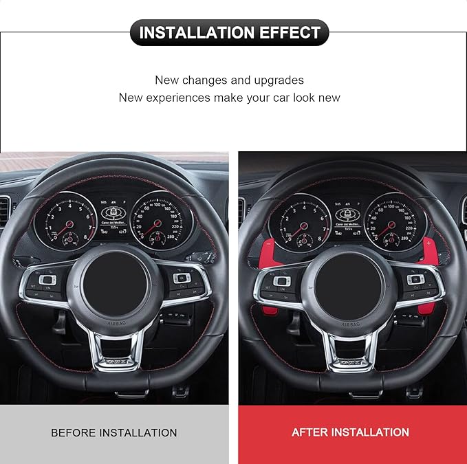 Replacement Steering Wheel Shift Paddle Extended Shifter Compatible with VW Golf 7 Scirocco SAGITAR GLI LAMANDO GTS Polo GTI Car Accessories Aluminum Alloy Red