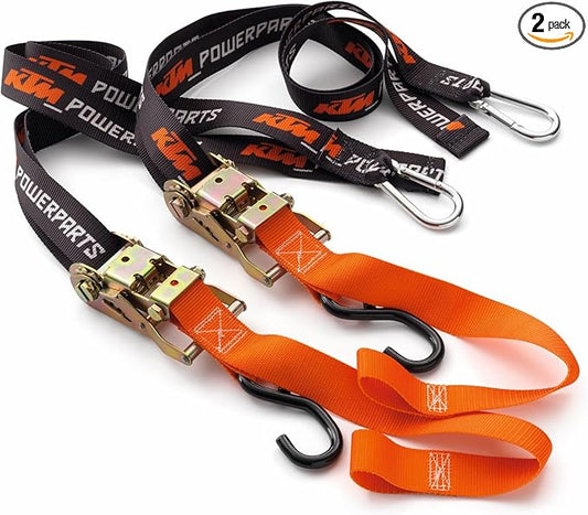 Premium KTM Soft Tie Downs with Ratchet and Clip Hooks (2 Pack), U6910048