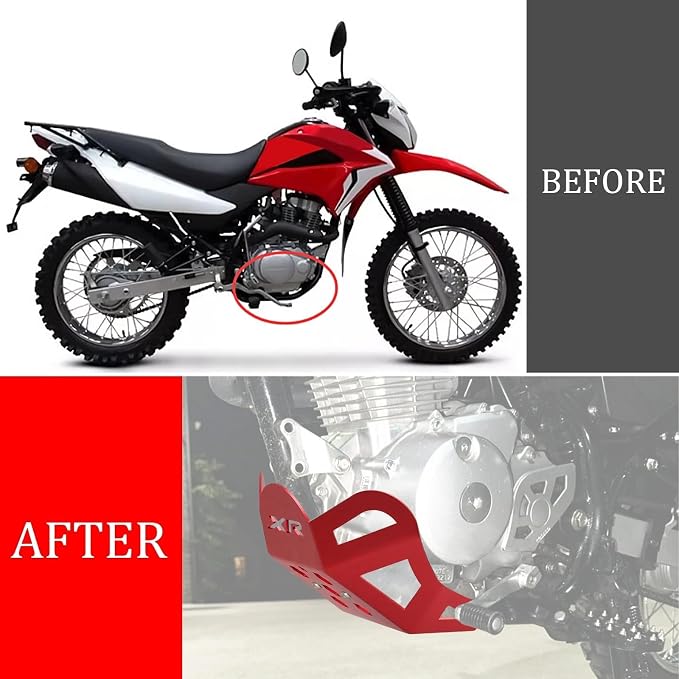 XR150L Skid Plate - Front Engine Bash Cover Guard Compatible with 2023~2025 XR125L XR150L - Skidplate Thickness Enhancement (Red)