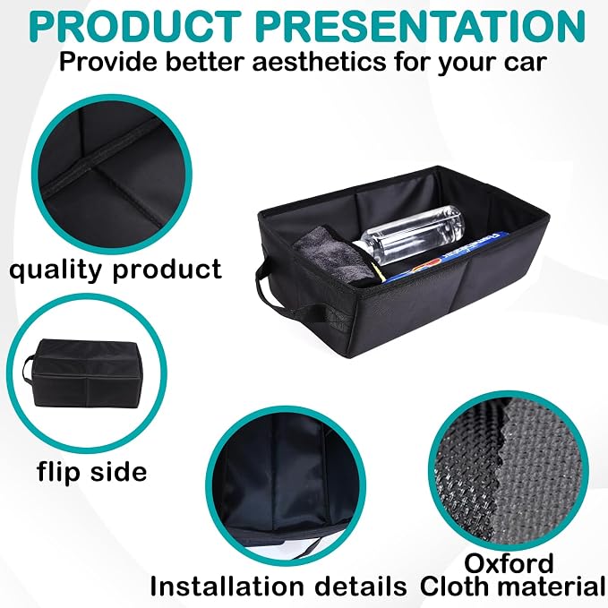 Car Front Under Seat Storage Organizer Compatible with Ineos Grenadier 2020-2026 Oxford Cloth Under Seat Storage Box Interior Accessories， Applicable to both left and right. (Black)