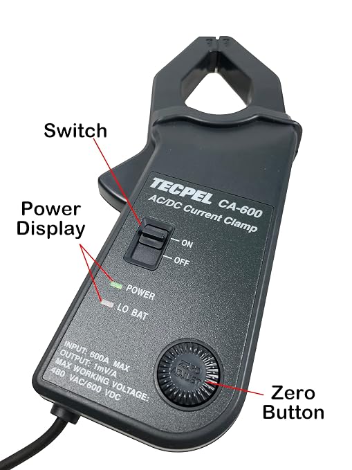 TECPEL CA-600 AC/DC Current clamp Transmitter Probe 600A