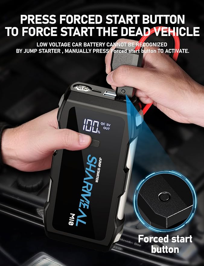 Jump Starter 5500A, 12V Car Battery Jump Starter with USB Quick Charge (Up to 10.0L Gas or 9.0L Diesel Engine), Battery Booster with 3 Modes Flashlight and Jumper Cable
