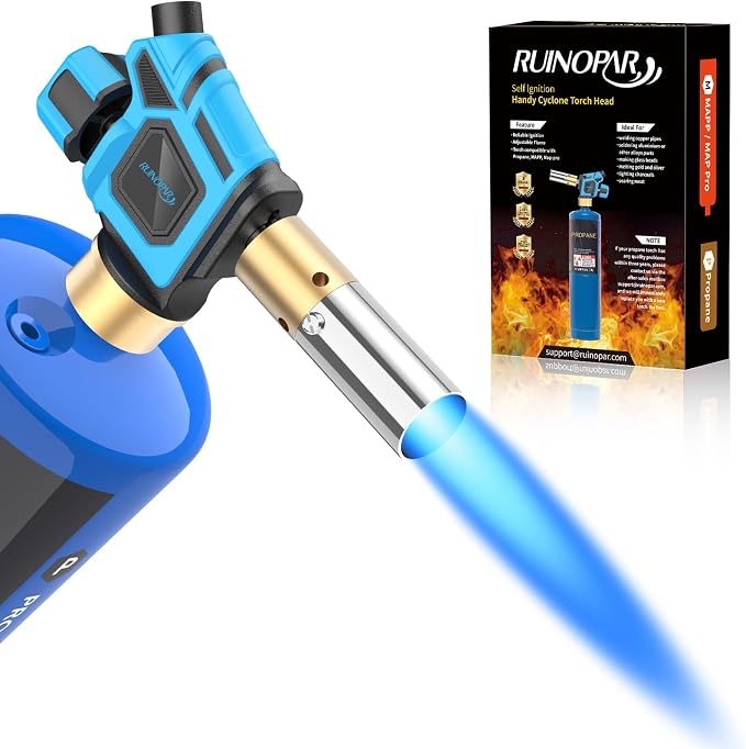 Propane Torch Head, Trigger Start Gas Torch, 5" Mapp Map Gas Torch Fuel by Propane MAPP Gas Cylinder for Brazing, Welding(Fuel Cylinder not included)