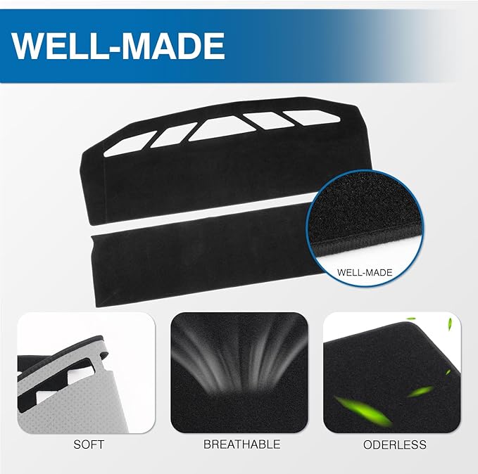 KUST Black Dash Cover for Tesla Cybertruck 2024 2025 2026 Polyester Dashboard Cover Non-Slip Interior Accessories for Tesla Cybertruck Custom Fit Dash Mat Sunshade Windshield No Glare