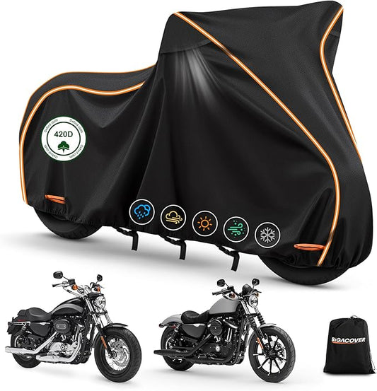 420D Motorcycle Cover for Sport Model Harley Davidson Sportster S, Sporster 883, Nightster Special, Superlow, Superlow 1200T, 1200 Custom,Outdoor Bike Cover Windproof Heavy Duty Waterproof Protection
