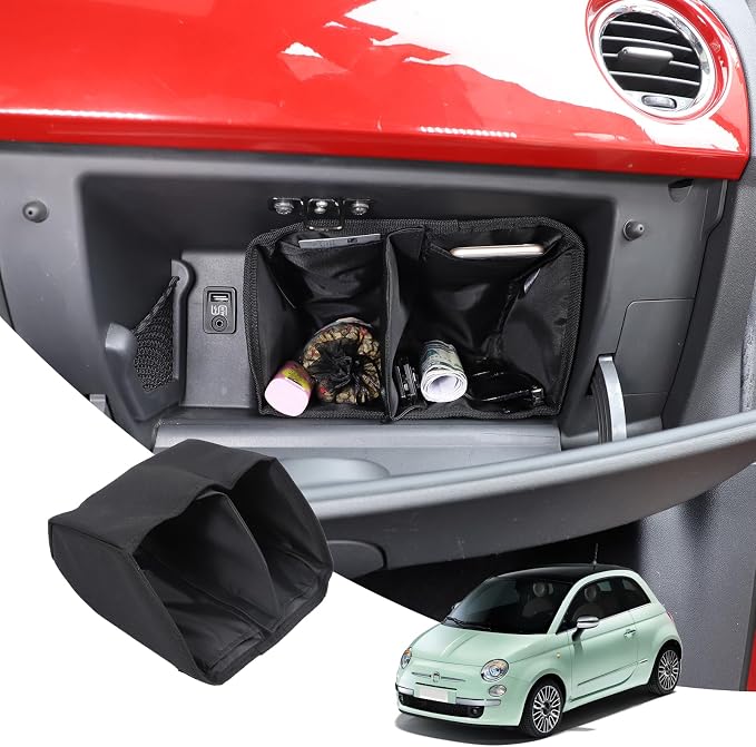 Car Glove Box Organizer Bag Compatible with Fiat 500 2007-2015 Accessories Car Glove Insert Compartment Bag Interior Accessories