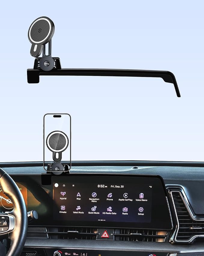 PZK Car Phone Holder for KIA Sportage 2023 2024 2025 EX/SX/SX-Prestige/X-Line Accessories 12.3-Inch Screen Fixed Clip, Strong Magnetic 15W Fast Wireless Charging Phone Mount, 360° Extension Rod