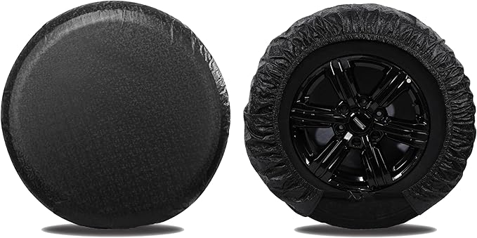 MOONET Tire Covers for RV Wheel (2 Pack Black), Oxford Waterproof UV Sun Protectors for Motorhome Boat Trailer Camper Van SUV,D107cm x H28cm for Diameter 40"-42"
