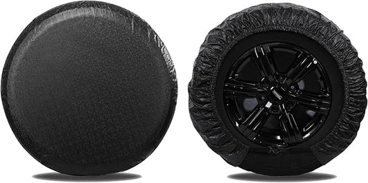 MOONET Tire Covers for RV Wheel (2 Pack Black), Oxford Waterproof UV Sun Protectors for Motorhome Boat Trailer Camper Van SUV,D107cm x H28cm for Diameter 40"-42"
