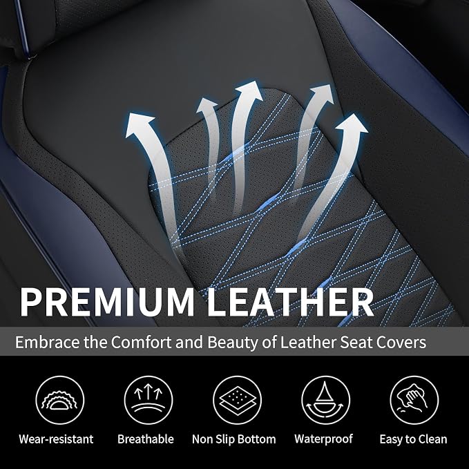 FLORICH Car Seat Covers Front Seat, Leather Seat Covers for Cars, Waterproof Car Seat Protector Breathable, Front Seat Covers for Cars, Automotive Seat Covers Universal Fit for Most Cars SUV Truck