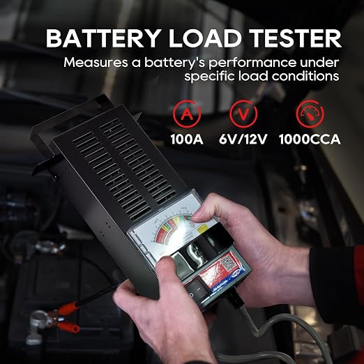 TOPDC Car Battery Tester, 6V/12V, Battery Load Tester 100-1000 CCA, Automotive Battery Tester 100 AMP, for Cars, RVs, Motorcycles, ATVs, Boats