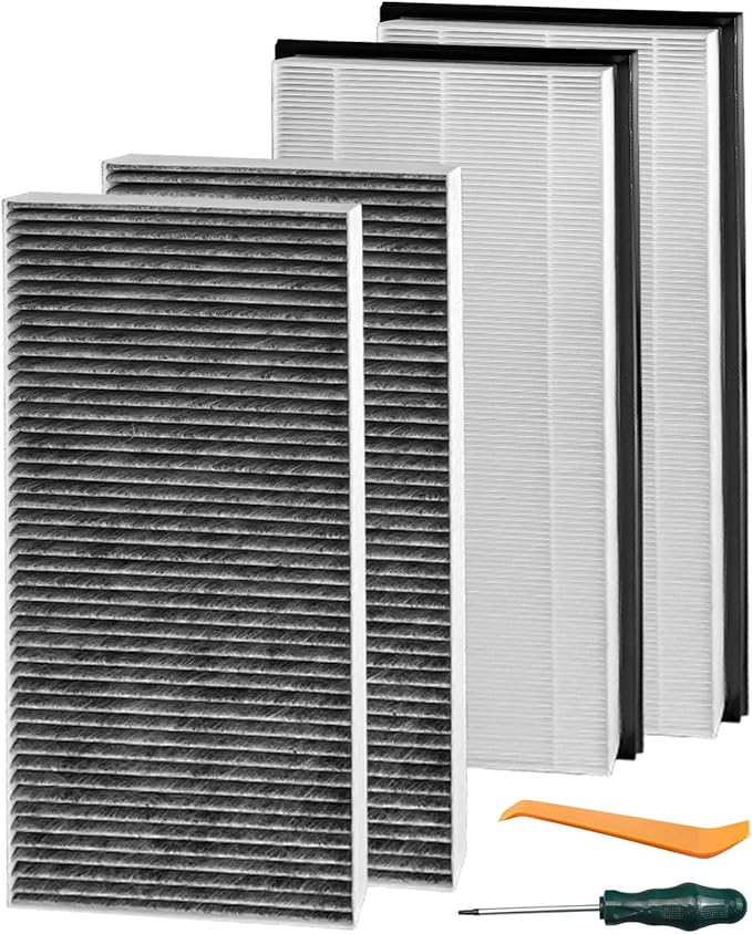 Cabin Air Filter Air Intake Filter with Activated Carbon Fit for Tesla Model Y 2020 2021 2022 2023 2024 Replace 1658375-00-A 1658376-00-A, Air Intake Set, 4 Pcs