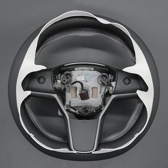 MEWANT Hand Stitch Steering Wheel Cover for Tesla Model Y 2023 Model 3 2023 DIY Steering Wheel Wrap Interior Accessory