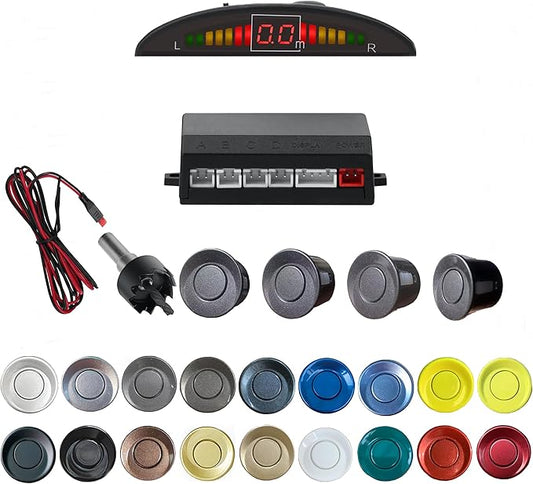 Parking Sensor Kit Backup Sensor Kit Reverse Sensor for Car 18 Color Options for Probes Adjustable Alarm Volume Professional Sensore de Reversa para Carro Safe Driving Assistant（Darkgrey）
