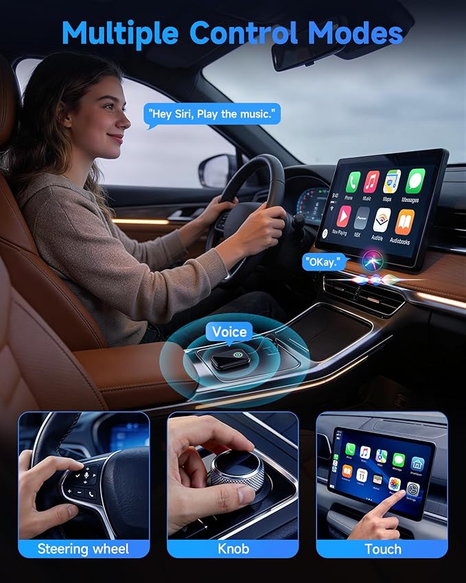 Smarter CarPlay Pro – 2-in-1 Wireless CarPlay & Android Auto Adapter, WiFi 6 & BT 5.4, Zero Latency Real-time Transmission, 5s Auto-Reconnect, Plug & Play, 98% Cars Compatible (2015+)