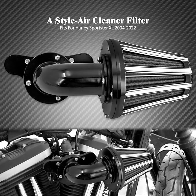 Air Cleaner Filter 90° Forward-Facing Intake Kit CNC Fit for Harley Touring Softail Dyna Sportster XL (Black Housing Grey Element, A For Sportster XL 04-22)