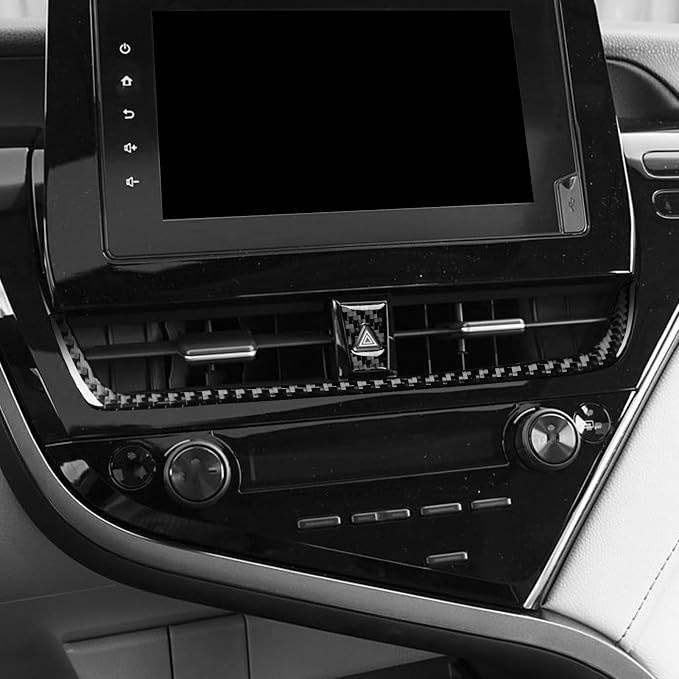 NVCNX Real Premium Carbon Fiber for Toyota Camry Accessories 2021-2024 2022 2023 SE/LE/SE Nightshade/L/TRD Gas Hybrid Car Dash Central Air Vent Panel Cover Interior Trim Overlay Sticker Decal 2PCs