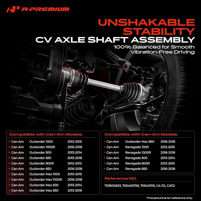 A-Premium Front Left Driver Side CV Axle Shaft Assembly for Can-Am Models | Compatible with Outlander (Max) 500/650/850/1000/800R/1000R, Renegade 500/850/1000/800R/1000R, 2012-2018, Replace# 705401115