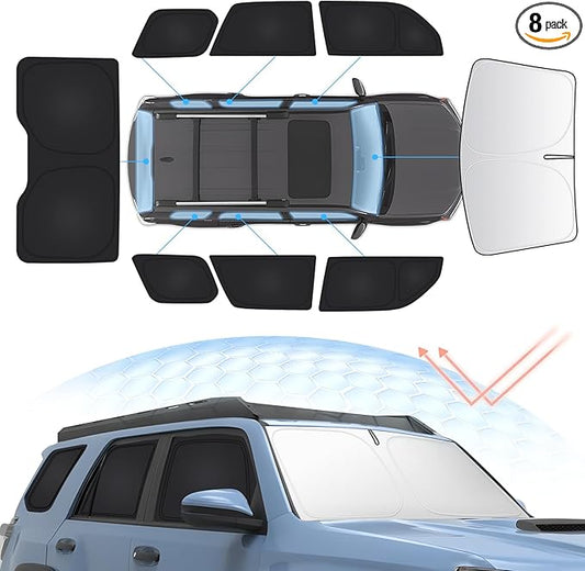 Sunsdrew 8PCS Window Shades for 2010-2024 Toyota 4Runner 5th Gen.Accessories Full Privacy Side Rear Windshield Window Shade Cover for Blocks UV&Heat Keep Vehicle Cool