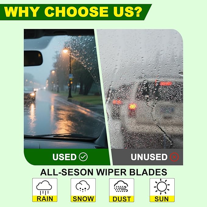 OEM Quality 16in + 16in Premium All-Season Windshield Wiper Blades for Original Equipment Replacement(Set of 2)