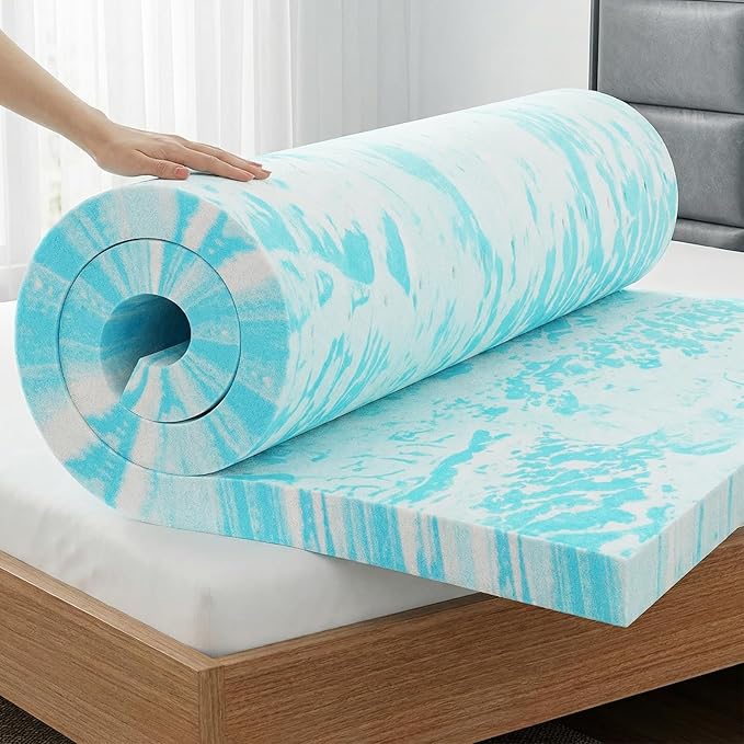 OLIXIS 3Inch King Size Gel Infused Memory Foam Mattress Topper, a Soft Breathable Cooling Bed Pad, a Comfortable Bed Mattress Overlay for Bedroom, RV, Camper and Sleeper Sofa, CertiPUR-US Certified