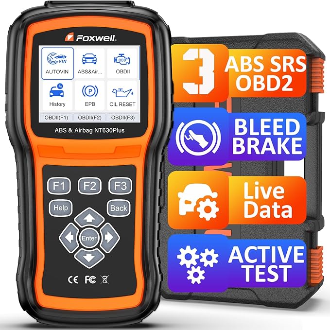 2026 FOXWELL NT630 Plus OBD2 Scanner with ABS and SRS, ABS Code Reader Auto Bleed Scan Tool Brake SRS Scanner, Car Scanner Diagnostic Tool Bidirectional Live Data with SAS Oil Check Engine Light Reset