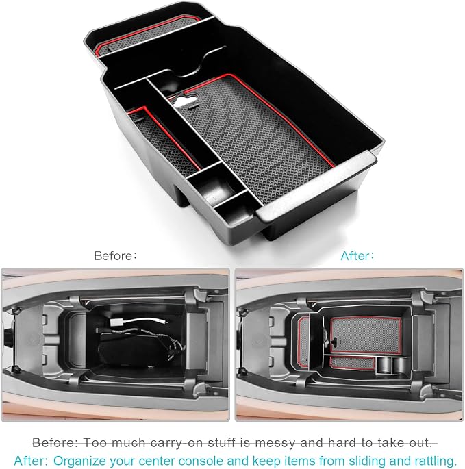 CDEFG for 2023 2024 2025 2026 Mazda CX50 Center Console Organizer Tray | for 2023-2026 Mazda CX-50 Armrest Tray CX50 Central Consola Organizer Storage Box 2025 2026 Mazda CX50 Accessory (Red)