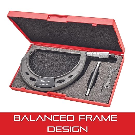 Starrett Outside Micrometer with Insulated Frame, Satin Chrome Finish and Advanced Sleeve Design - Quick and Easy Adjustment, 4-5" Range, .0001" Graduation - T444.1XRL-5