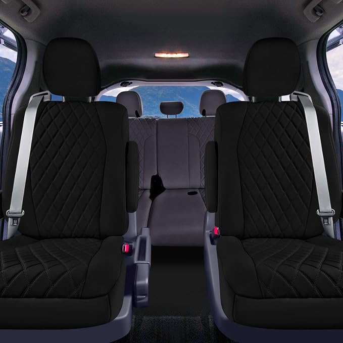 FH Group Custom Fit Car Seat Covers Specifically Made for Toyota Sienna 2021-2024, Black Ultraflex Neoprene 2nd Row Set Automotive Seat Covers, 7 Seater SUV Seat Covers, Toyota Accessories
