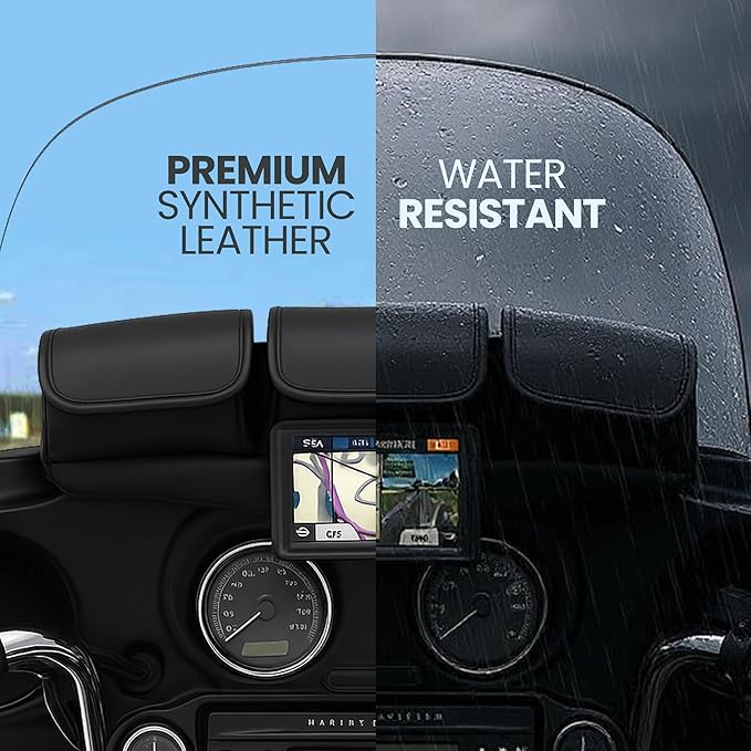Daniel Smart Motorcycle Windshield Bag for Harley Touring 1996-2013, 3-Pocket Water Resistant Windscreen Bag Compatible with Electra Glide, Street Glide FLHX FLH, Trike Models