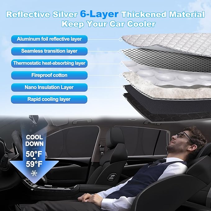 XCBYT 2015-2020 f 150 Window Shades Full Car Window Covers with 6 Layers Thickened 100% Sun UV Blackout Car Privacy Curtains for Breastfeeding Napping Dressing Camping 6 Pack
