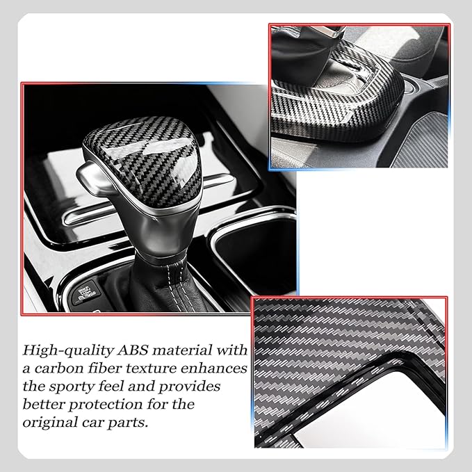 Gear Shift Cover,for Kia Telluride 2020 2021 2022 2023 2024 2025 2026,Car Center Console Gear Shift Knob Cover Trim Cap - Carbon Fiber
