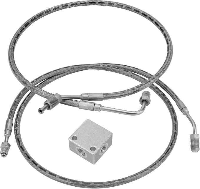 M MATI Rear Brake Hose Lines & Fitting Cross for Polaris Ranger T-M 650 2004 Ranger 500 6x6 2000-2004 Ranger 500 4x4 2001-2004 Ranger 425 2x4 2001-2004 1910493 1910494 7052293