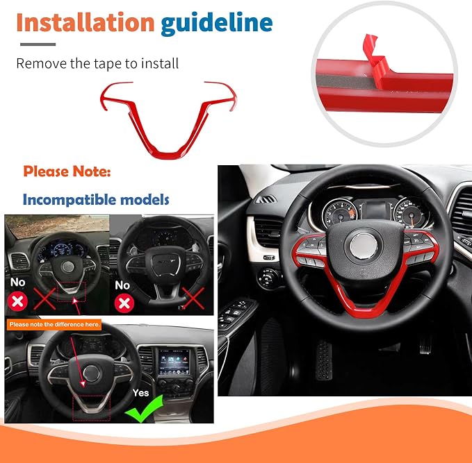 JeCar 2pcs Red Interior Trim Kit for 2019-2022 Jeep Cherokee Interior Accessories