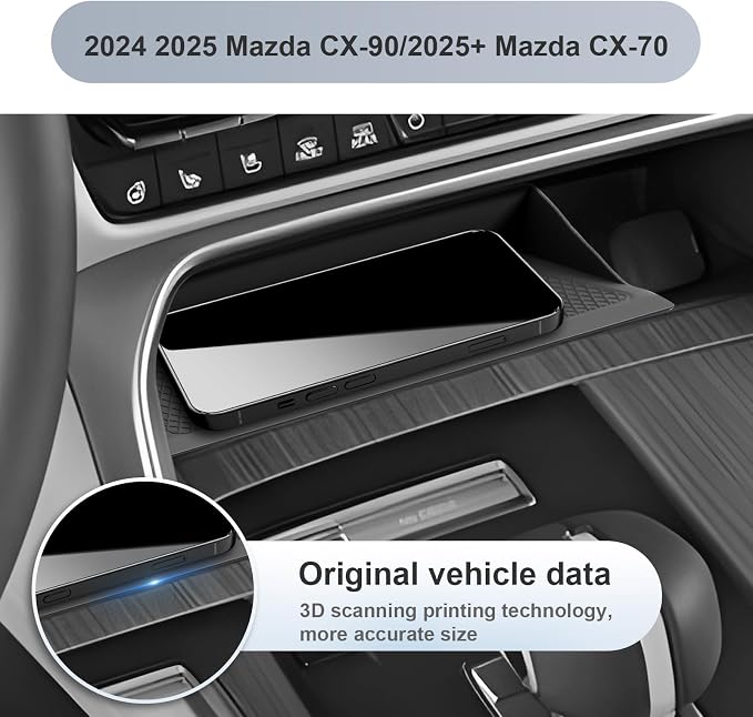 SKTU for 2024 2025 2026 Mazda CX-90 Accessories Wireless Charging Mat for 2024 2025 2026 Mazda CX-90/2025 2026 Mazda CX-70 Center Console Non-Slip Pad 2024 2025 2026 CX-90 Console Mat