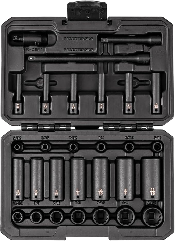 TEKTON 1/4 Inch Drive Impact Socket and Accessory Set, 29-Piece | SID90404
