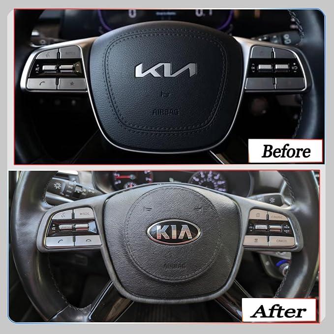 Steering Wheel Button Cover, for Kia Telluride 2020 2021 2022 2023 2024 2025 2026,Steering Wheel Button Panel Protection Frame Molding Trim - Gray Wood Grain(Style A)