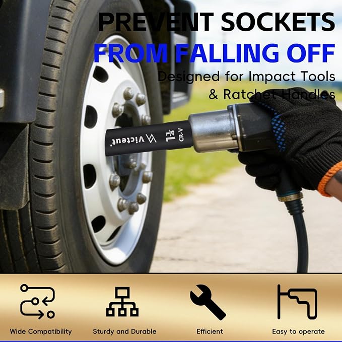 1'' Drive 1-1/4'' Extra Deep Impact Socket, 8-Inch (200mm) Long, 6-Point Truck & Trailer & Tractor Wheel Nut Socket, Heat Treated Cr-V Alloy Steel, One-Piece Forged, No Torque Loss