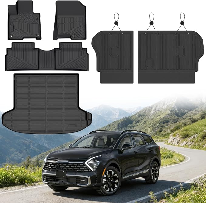 Floor Mats for Kia Sportage Plug in Hybrid 2023-2026 (Only for PHEV, Not for HEV or Fuel), Heavy Duty TPE All Weather Protection Waterproof Non-Slip (Floor Mats & Cargo Liner & Seatback Mat)