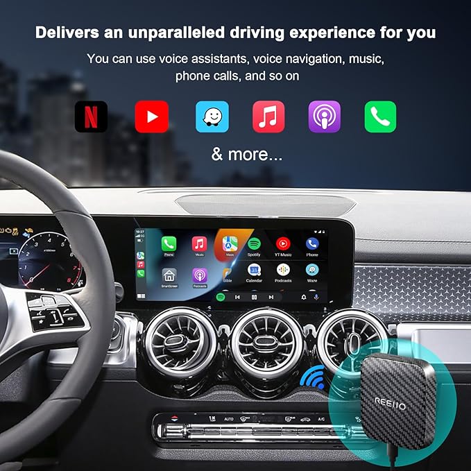 Wireless CarPlayBox with Netflix/YouTube/TF Card Slot Convert Wired CarPlay to Wireless Adapter for 2017 and Above Original Wired CarPlay Car