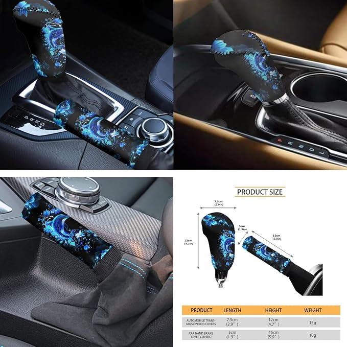Blue Dolphin Car Seat Covers Full Set 12 Pcs Car Steering Wheel Cover Center Console Cover Fashion Auto Seat Belt Covers Gear Lever Cover Fit for Most Cars, SUVs