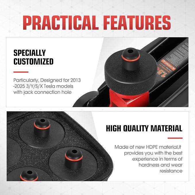 DNA MOTORING 4pcs Lifting Jack Pads Compatible with 2013 to 2026 Tesla Model 3/Y/S/X, Tesla Floor Jack Adapters for Protects Battery/Chassis, w/Storage Case, TOOLS-00628