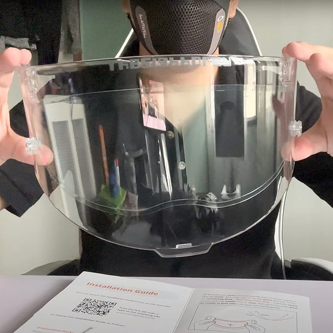 Photochromic and Anti Fog Insert Film for Motorcycle Helmet Visor,Inner Auto Darkening Layer Transitions Clear Indoors to Dark in Sunlight,Easy Peel and Stick Installation,3.66" x 10.7"