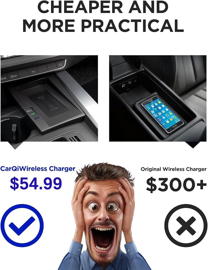 CarQiWireless Wireless Charger for Audi Accessories,Automotive Center Console Organizer Wireless Charging Pad for Audi A4/S4 2016-2025,for Audi A5/S5 2018-2024 Accessories,fit for Audi A4/S4/A5/S5