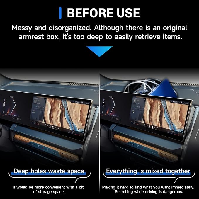 SXCY for 2025 2026 BMW X3 Dashboard Organizer Tray [14.9 Navi+12.3 Dash Whole Screen Only] for 2025 2026 BMW X3 Accessories Screen Back Console Tray 2025 2026 X3 Behind Dash Console Organizer