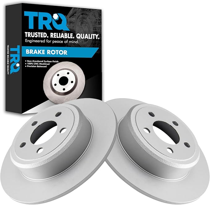 TRQ Rear Brake Rotor Set G Coated Solid Compatible with 2005-2023 Chrysler 300 2006-2023 Dodge Charger 2009-2023 Challenger 2005-2008 Magnum