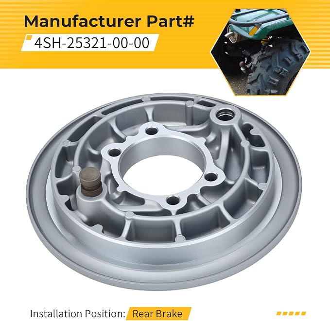 M MATI Rear Brake Drum Plate for Yamaha Big B-ear 350 1996-1999 Kodiak 400 1993-1999 Grizzly 600 1998-2001 4SH-25321-00-00