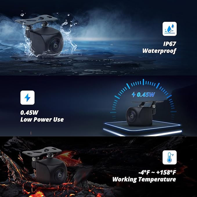 ATOTO AC-RCR04W 1080P Rearview Recording Camera,HDR,145° Wide Angle,Live Rear View,IP67 Waterproof,Backlight Compensation,Gain Control,Compatible with S8 UN/PN/MS(S8 PN only for Real-Time View)