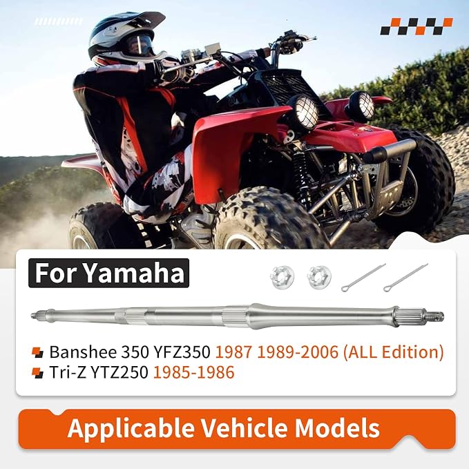 Rear Axle Shaft With Nuts For Yamaha Tri-Z YTZ250 1985-1986 Banshee 350 YFZ350 1987 1989-2006 38W-25381-10-00 38W-25381-02-00