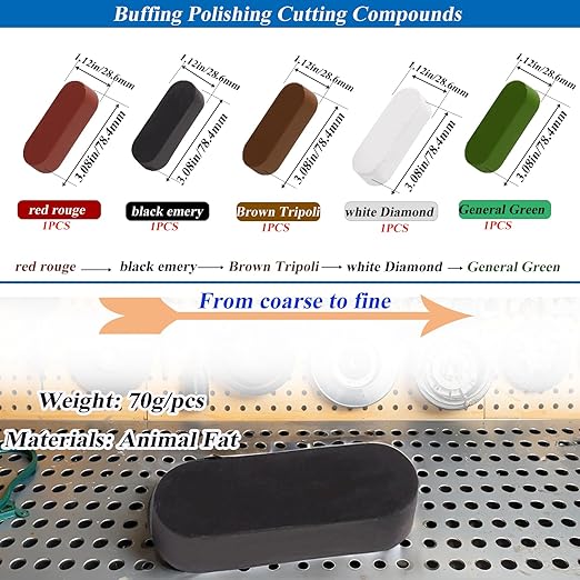 8 inch Airway Buffing Wheel with Compound for Angle Grinder,9PCS Buffer Polishing Wheel(5/8 inch Arbor Hole) and 5PCS Buffing Compounds，Aluminum Wheel Polishing Kit for Mirror Finish